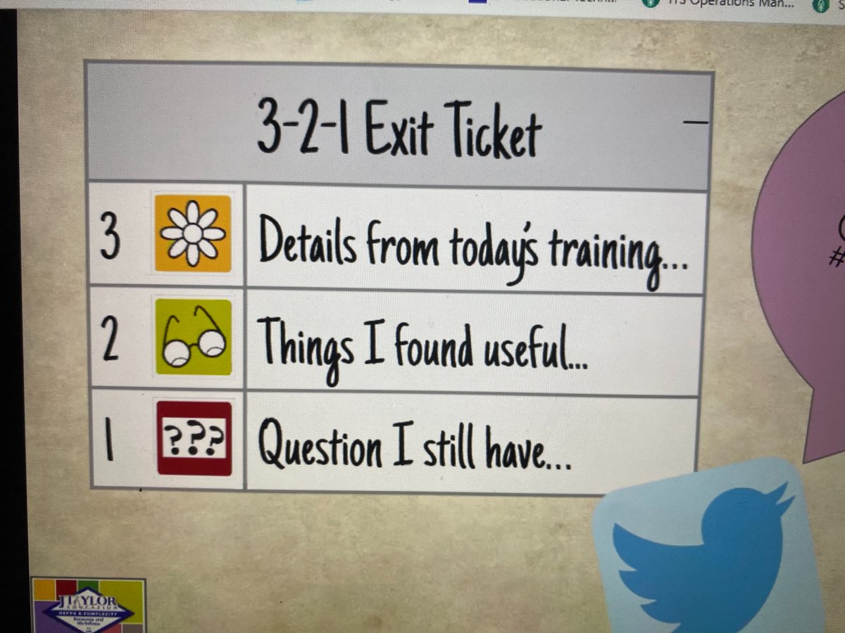 MLEWilkinson's tweet photo. 3-2-1: 3 Details:differentiation, depth, perspectives 2 Useful: graphic organizers, cross-curricular 1?-how can we access icons @JTaylorEdu @skbonnecarrere #depthandcomplexity https://t.co/tMYovio7rn