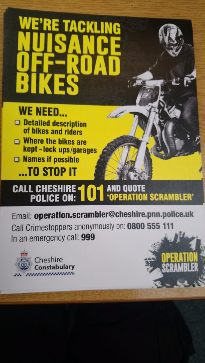 Do you have any information on nuisance off road bikes?
Let us know so we can help.
#operationscrambler