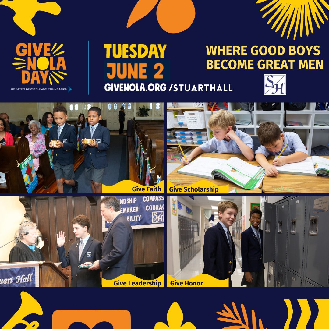 SH_Knights's tweet photo. #GiveNOLA Day is TODAY! If you are able, please consider supporting Stuart Hall on GiveNOLA day. Your investment will allow us to continue supporting and meeting the educational, emotional, and financial needs of our boys and our families. https://t.co/1kpNby16EO https://t.co/2LNqUto749