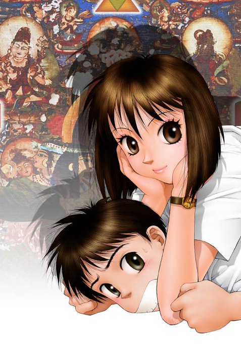 愚作「かごめ かごめ」全3巻のカバー絵です。
この頃フォトショでの写真合成にハマってて、無意味にバック凝りまくった〜キャラとも内容とも合ってないよーな気が…_φ( °▽ °;) 