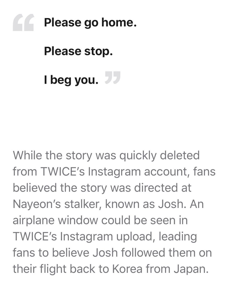 NY’s posted a photo on the official Twice insta page. The photo was deleted pretty quickly, almost instantly, and still to this day none of the girls have been able to directly talk about that traumatic moment. The only things we hear are comments made in relation to this..