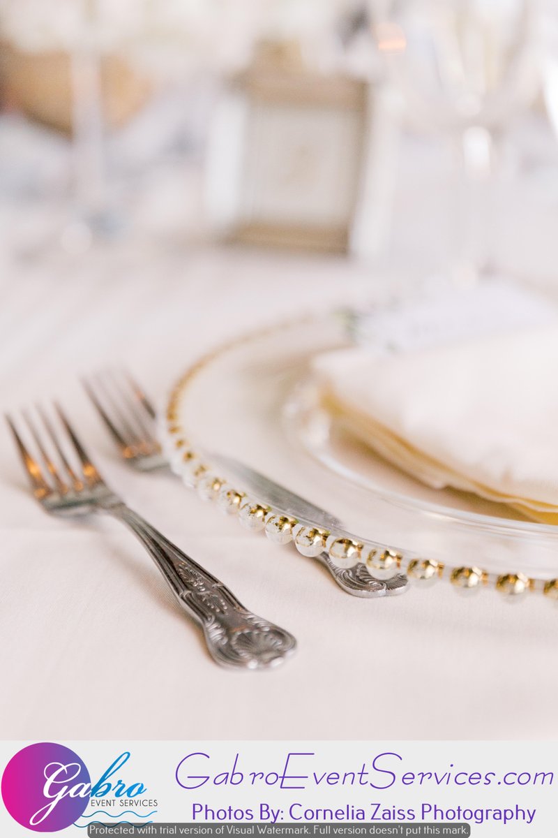 GabroEvents's tweet image. Special thanks to Cornelia with Cornelia Zaiss Photography for emailing us these awesome pictures. I'm only posting a few pictures to talk about the Gold Beaded Glass Charger Plates, and how they can really change the table decor. Best way I can describe it is simple elegance.