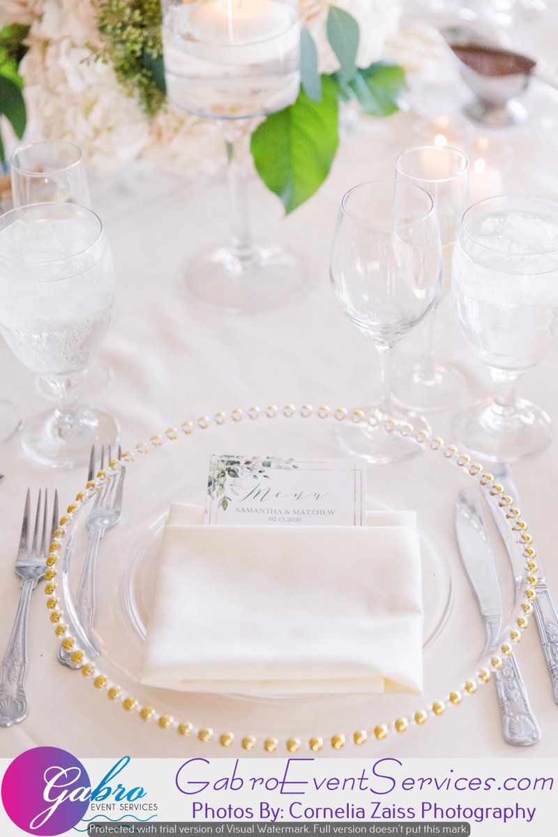 GabroEvents's tweet image. Special thanks to Cornelia with Cornelia Zaiss Photography for emailing us these awesome pictures. I'm only posting a few pictures to talk about the Gold Beaded Glass Charger Plates, and how they can really change the table decor. Best way I can describe it is simple elegance.