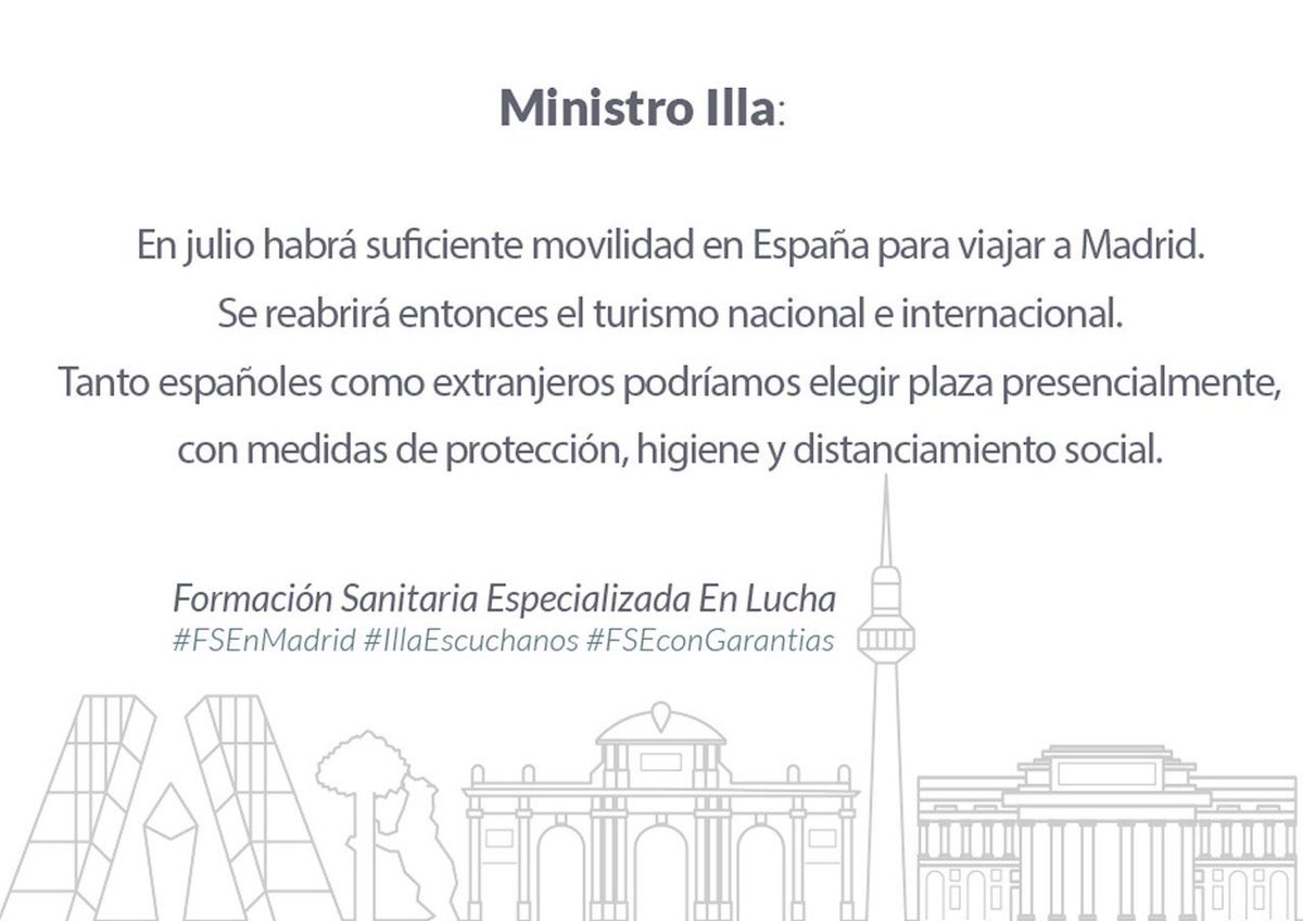 🗣🏢🗣 Los futuros profesionales FSE se merecen una “ ELECCIÓN PRESENCIAL PARA ESCOGER SU PLAZA IDEAL” <a href="/MUDmedicos/">MUD Médicos</a>‼️✊🏼🩺 RT ‼️ #MUDMEDICOS   #FSEnMadrid #IllaEscuchanos #FSEconGarantias #FSEnLucha #MUDMEDICOS <a href="/MUDmedicos/">MUD Médicos</a> <a href="/fsenlucha/">#FSEnLucha</a> <a href="/salvadorilla/">Salvador Illa Roca</a> <a href="/sanidadgob/">Ministerio de Sanidad</a>💥✊🏻🩺⏳💥