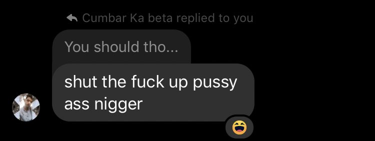 KingCaicedo's tweet photo. This is not ok specially during this time of whats going in the world.

Got this reply in a group chat.

Tried explaining why its not ok, the reply was “don’t care” and “shut the fuck up pussy ass n****r”.  

#BlackLivesMatter https://t.co/1A58oviKcC