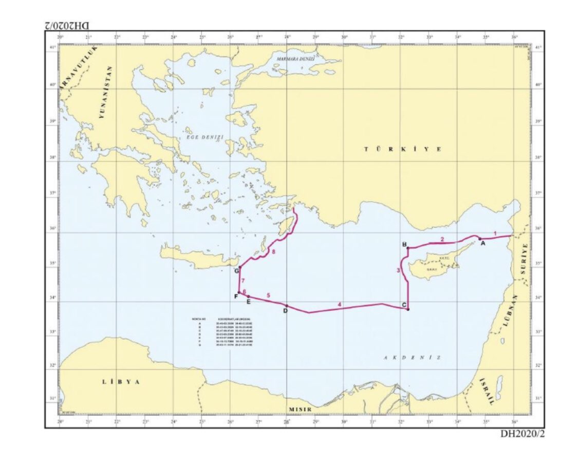 Bakanlığımızın bugün yaptığı açıklamada bahsekonu,   BM’ye bildirdiğimiz  Doğu Akdeniz’deki deniz sınırlarımız undocs.org/en/a/74/757  ve TPAO’nun bu sınırlar içindeki yeni  araştırma ve sondaj ruhsat  başvurusu.
<a href="/TC_Disisleri/">T.C. Dışişleri Bakanlığı</a> 
<a href="/TCEnerji/">T.C. Enerji ve Tabii Kaynaklar Bakanlığı</a>