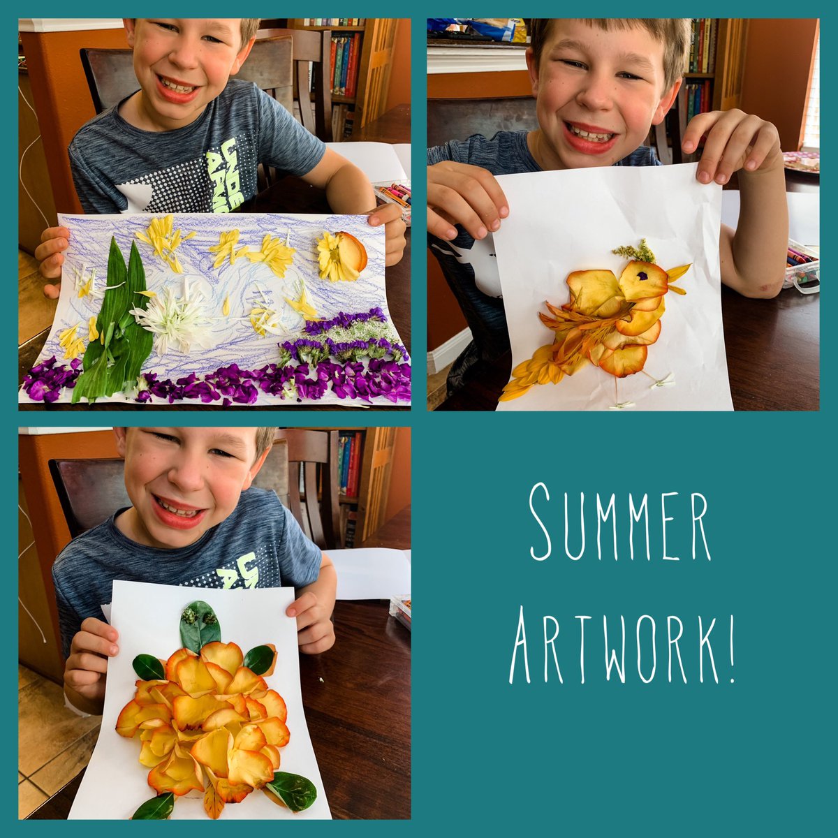 Colt took a dying bouquet of flowers and made it into art! He made a bird, a turtle, and a copy of Starry Night out of leaves and petals! <a href="/HumbleISD_MBE/">Maplebrook Elem</a> <a href="/ART_MBE/">Maplebrook Art</a> #mbeisfamily
