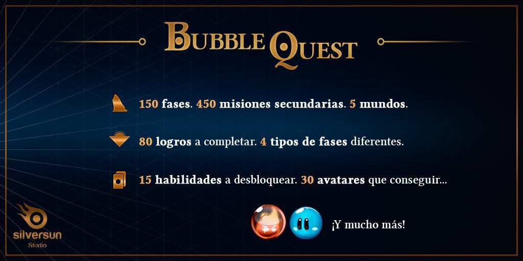 BubbleQuestTKOS's tweet photo. In #BubbleQuest you can find 150 stages, more than 450 missions and 5 kingdoms to explore. 

Define your strategy, because that depends on the future of the bubbles... 
#SilversunStudio #IndieDev #IndieGame https://t.co/MF4l1kFZeX