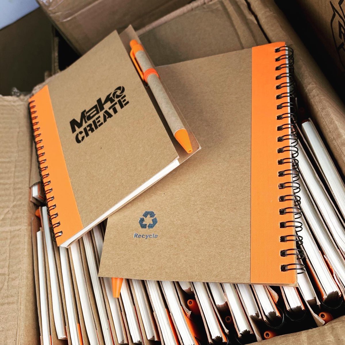 We’ve just taken delivery of these bad boys! Some lucky students will be taking notes in style with our branded notepads &amp; pens. As the popular <a href="/netflix/">Netflix</a> series suggests, Orange really is the new black! Did we mention that they are green? ♻️
🍊🖊📙
#Orange #OnBrand #brandidentity