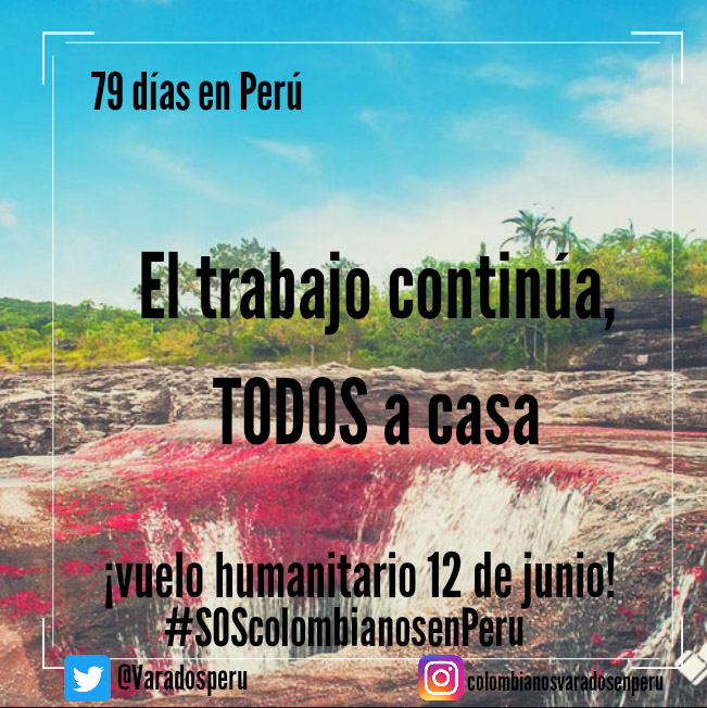 VaradosPeru's tweet photo. Día 79 en Perú, resta un vuelo programado, pero el trabajo debe continuar, pedimos que se gestionen más, somos muchos sin posibilidad de sostenimiento #SOScolombianosenPeru @CancilleriaCol @MigracionCol @MinTransporteCo @AeroCivilCol @JuanDaVelez @AngelicaLozanoC @JuanFEspinosaP https://t.co/fxhg46Wtst