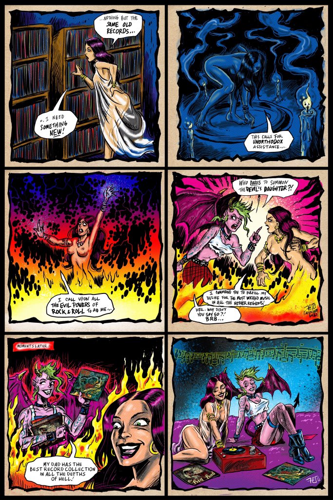 Mini Comic for the upcoming Devils Jukebox Vol.1 CD release, this features both label logos, the NoSlip Records “Witch Bitch” and Devils Brew Productions “Devils Daughter”...