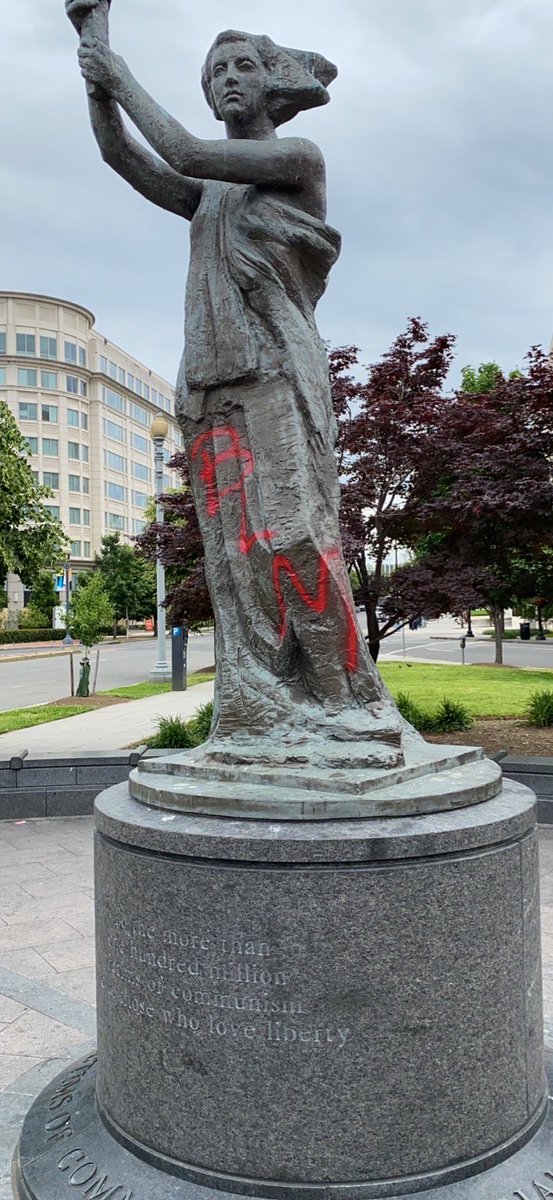 smithmarion's tweet photo. (1/2) Last night the Victims of Communism Memorial in DC was vandalized. 

You do not advance justice by defacing our country’s memorial dedicated to one of the largest victim groups in human history—those killed by communist parties in power. https://t.co/xafbxddjin