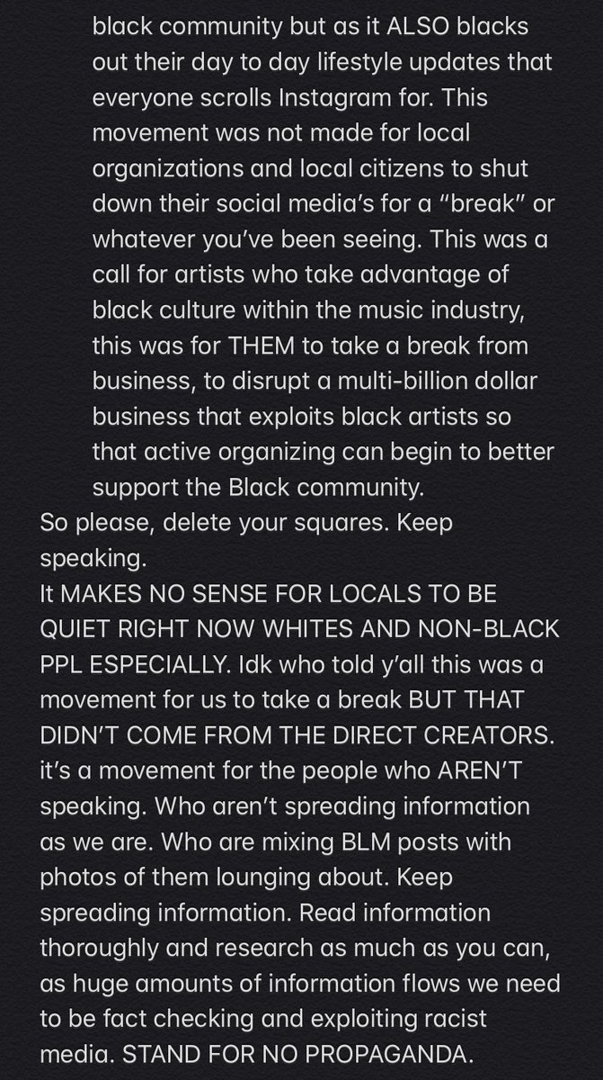 moseiimose's tweet photo. #TheShowMustBePaused DO NOT BUY INTO THE BLACK OUT TUESDAY MESS. THIS WAS FOR CELEBS TO START ORGANIZING. SPREAD THIS. https://t.co/oMOt1DwLHe