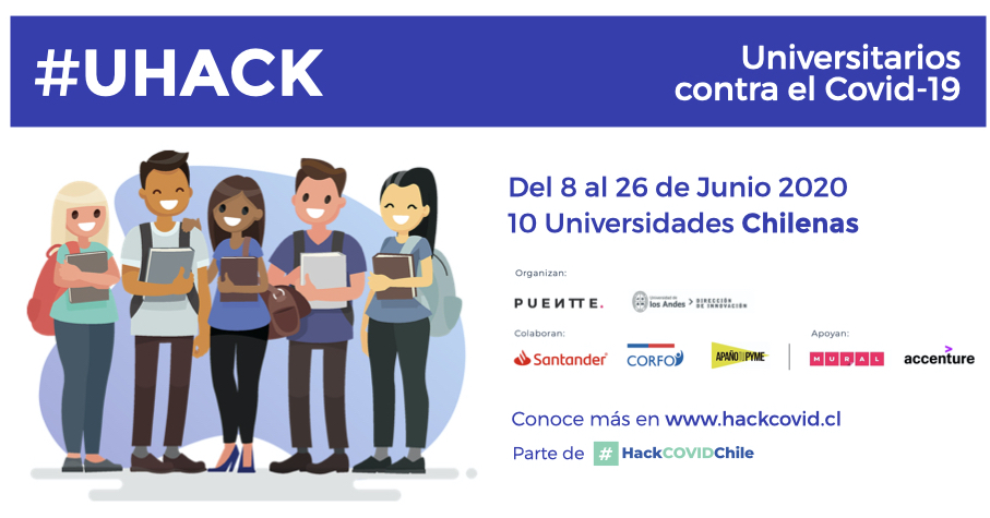 Corfo's tweet photo. ¡Atención universitarios! Para que las Pymes sigan funcionado necesitamos sus ideas. Desde el 8/6 podrán postular a #UHACK para desarrollar una solución ágil y digital a los desafíos que el Covid-19 trajo a los emprendimientos. Postulaciones en https://t.co/Kv8y2EZzEh 🤝💡 https://t.co/Qnp1L9LEzk