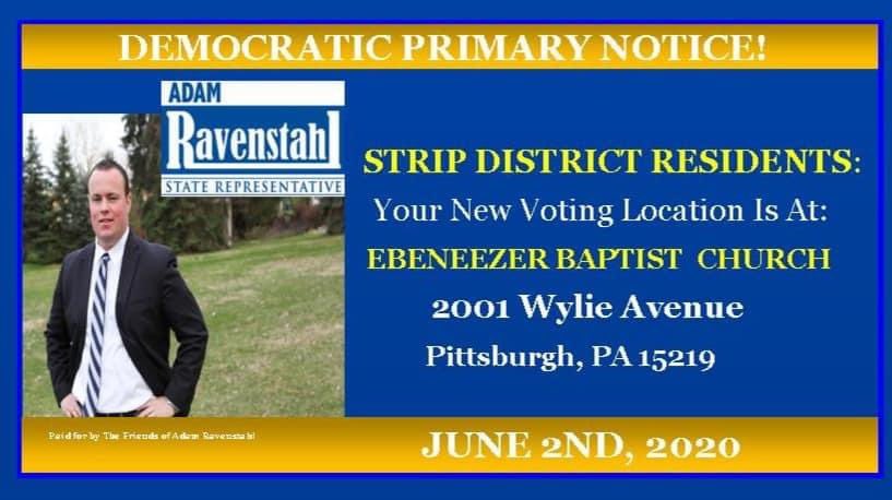 AdamRavenstahl's tweet photo. Lawrenceville, Polish Hill, and Strip District Residents below are your polling location(s). 
#TeamRavenstahl https://t.co/TnVUOfqrXg