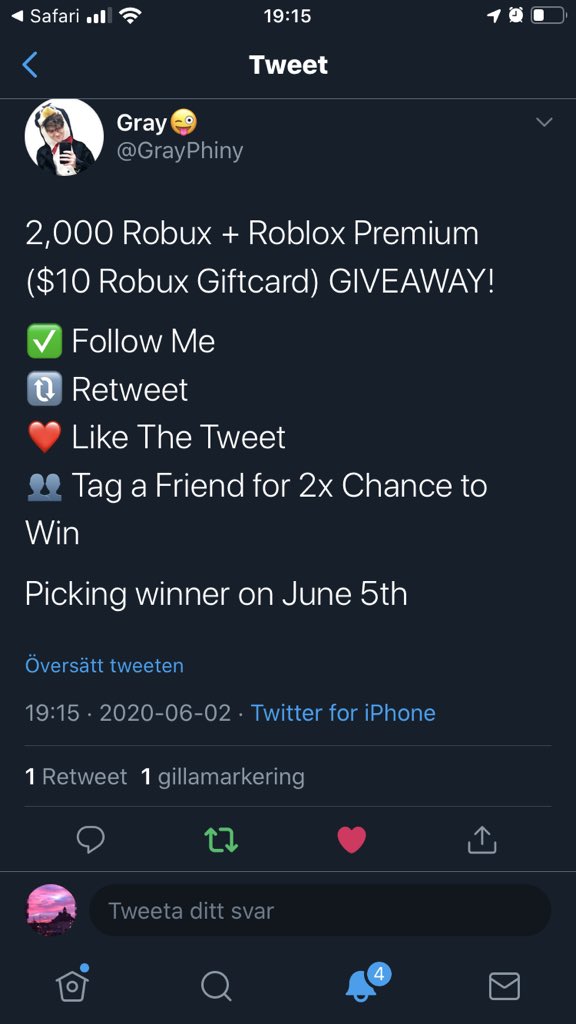 Gray On Twitter 2 000 Robux Roblox Premium 10 Robux Giftcard Giveaway Follow Me Retweet Like The Tweet Tag A Friend For 2x Chance To Win Picking Winner On June 5th - how to get 2 000 robux on roblox