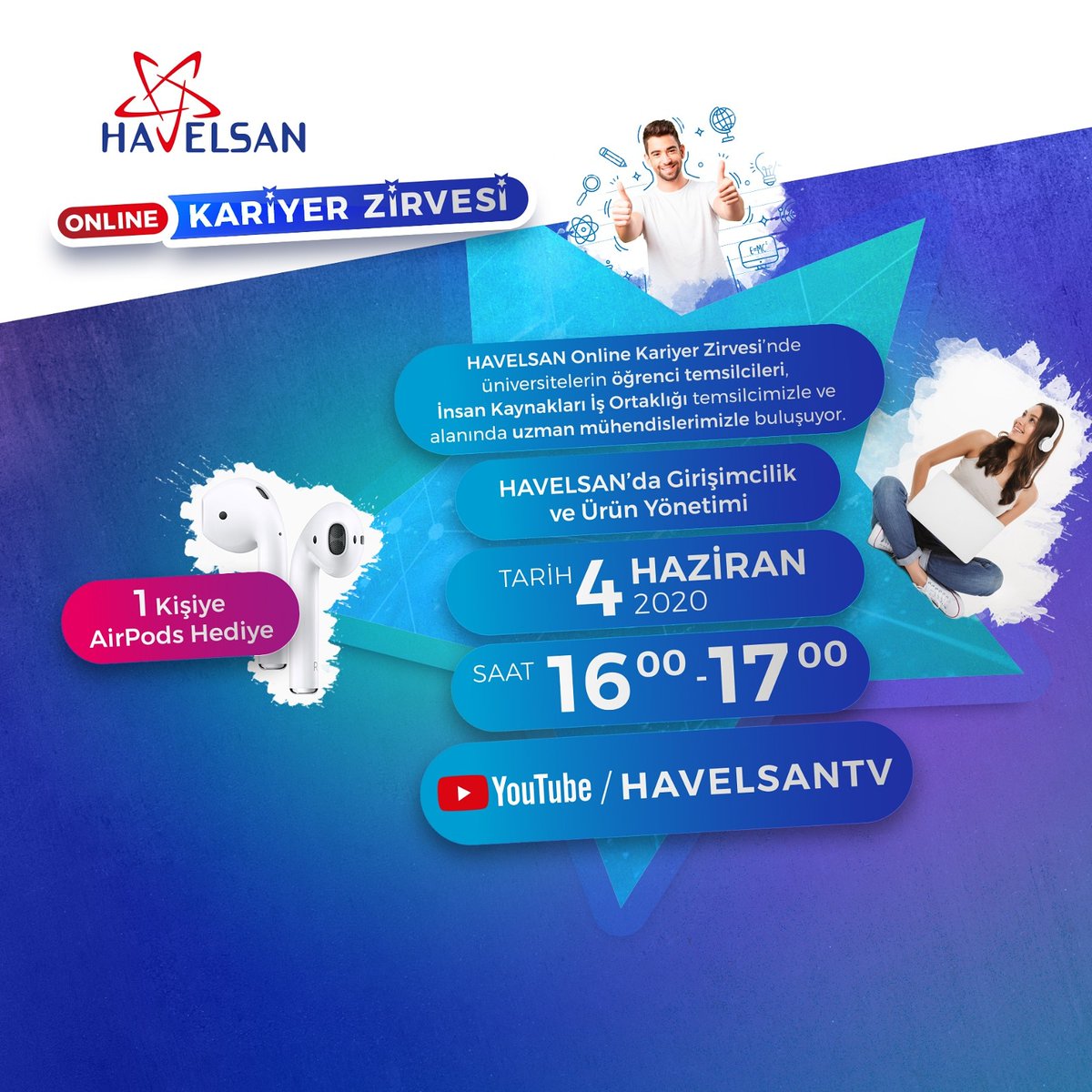 ŞEHİR Kariyer Mrk. (@sehirkariyer) on Twitter photo Savunma Sanayimizin önemli firmalarından Havelsan'ın 4 Haziran günü gerçekleştireceği Online Kariyer Zirvesine tüm "Şehirlilerimiz" davetlidir. Detaylı bilgiye "Yetenek Kapısı" platformundan ulaşabilirsiniz.
<a href="/HAVELSANResmi/">HAVELSAN</a>
<a href="/tccbiko/">T.C. Cumhurbaşkanlığı İnsan Kaynakları Ofisi</a> <a href="/SehirUniversite/">ŞEHİR Üniversitesi</a> #yetenekkapisi Savunma Sanayimizin önemli firmalarından Havelsan'ın 4 Haziran günü gerçekleştireceği Online Kariyer Zirvesine tüm "Şehirlilerimiz" davetlidir. Detaylı bilgiye "Yetenek Kapısı" platformundan ulaşabilirsiniz.
<a href="/HAVELSANResmi/">HAVELSAN</a>
<a href="/tccbiko/">T.C. Cumhurbaşkanlığı İnsan Kaynakları Ofisi</a> <a href="/SehirUniversite/">ŞEHİR Üniversitesi</a> #yetenekkapisi