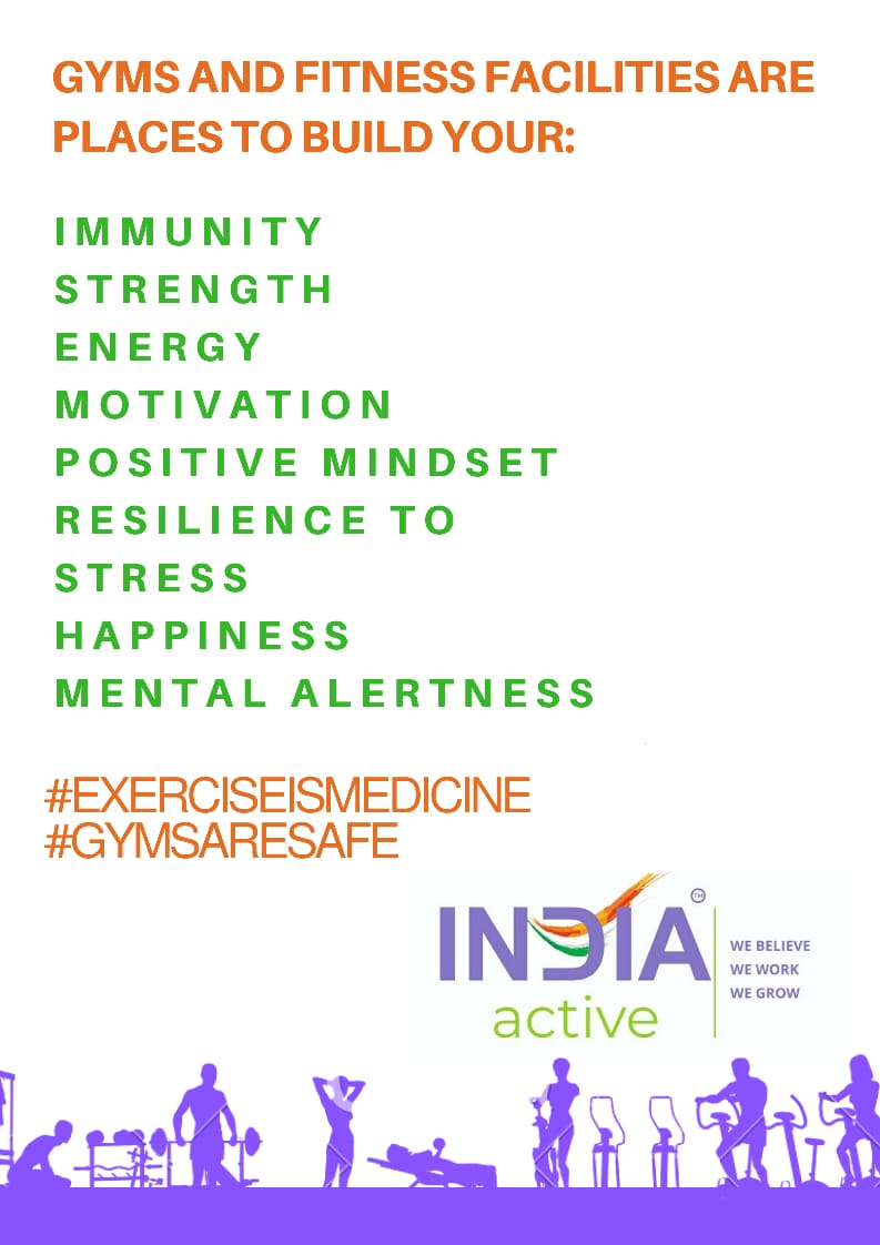 IndiaActive1's tweet photo. Spread the word 
#ExerciseIsMedicine #gymsaresafe #FitIndiaMovement https://t.co/4niQfZojmr