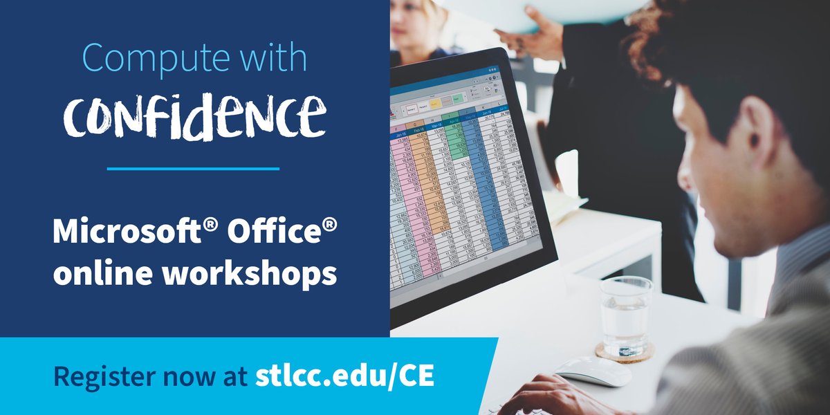 STLCCce's tweet image. Sharpen your skills. Work efficiently.
Microsoft® Office® online workshops starting soon!
Register: bit.ly/3c6ZEk6