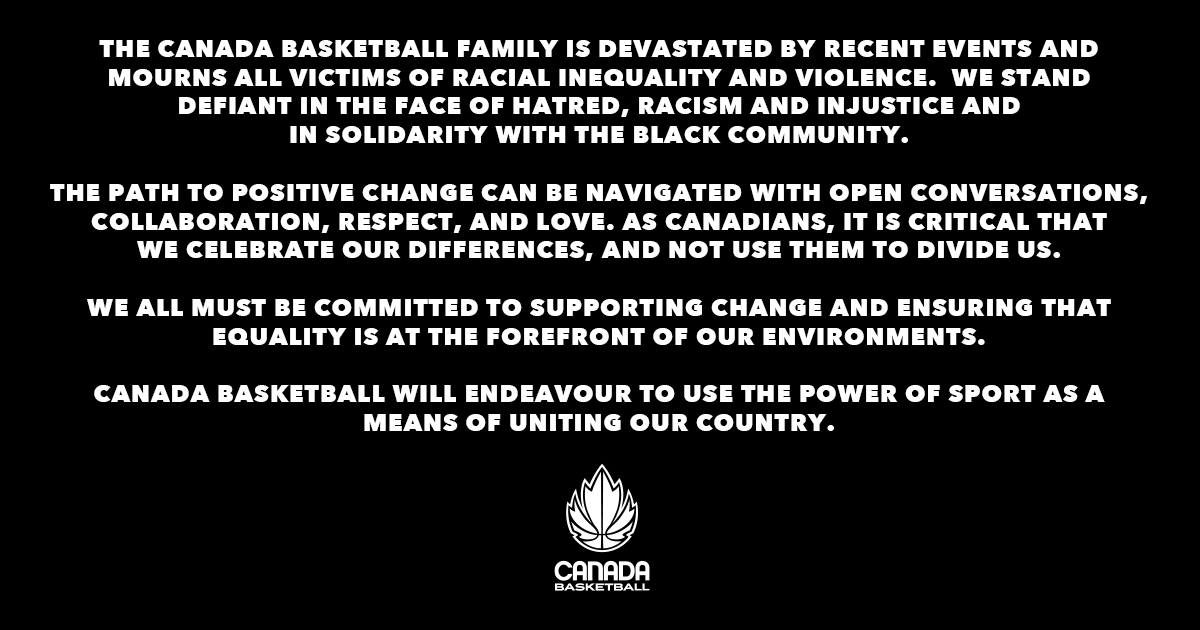 CanBball's tweet photo. A statement from the Canada Basketball family. 

#BlackLivesMatter https://t.co/waUry04KZB