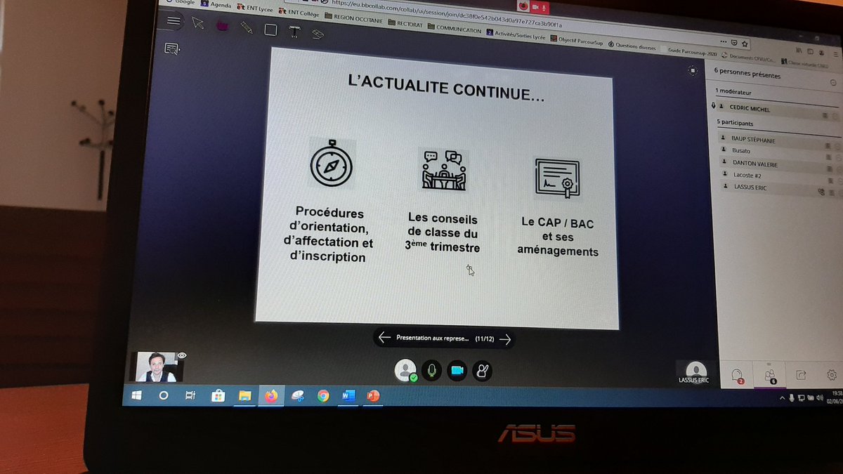 Échange👨‍💻 en visioconf, ce soir, avec les représentants des parents d'élèves de la section 'lycée' de la cité scolaire : #RetourEnClasse👨‍🏫, #ProtocoleSanitaire, conseils de classe & orientation, aménagement des examens, livret scolaire. Merci à tous pour votre présence ce soir👍