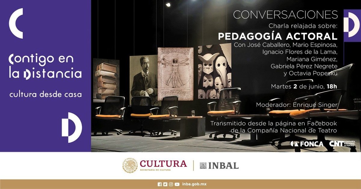 CNTeatromx's tweet photo. #ContigoEnLaDistancia 
Los invitamos hoy a la charla en vivo sobre pedagogía actoral
 @foncamx #CulturaEnCasa https://t.co/ZH3sNR5zqG