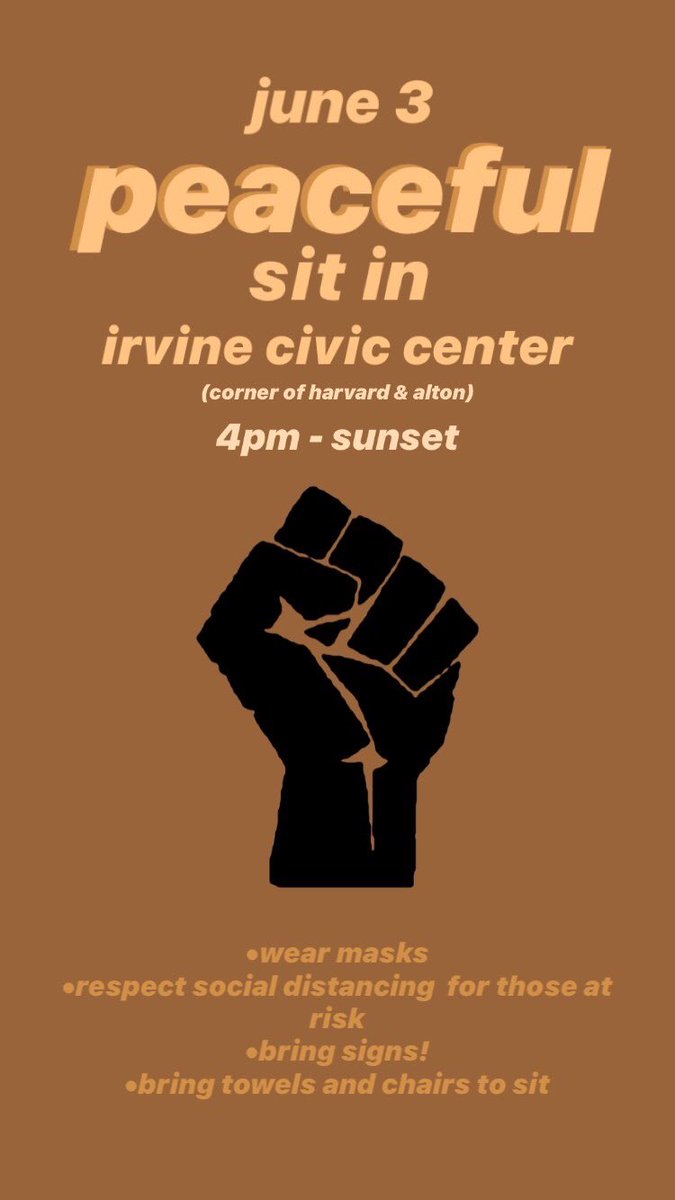 OCprotests's tweet photo. Here's what seems to be planned for today and tomorrow in Orange County. Of these, the Irvine one on Wednesday seems to be best organized. If you're prioritizing safety, pick an earlier time. The closer it gets to dark, the more agitated police will be. https://t.co/JycZ3bjBrS