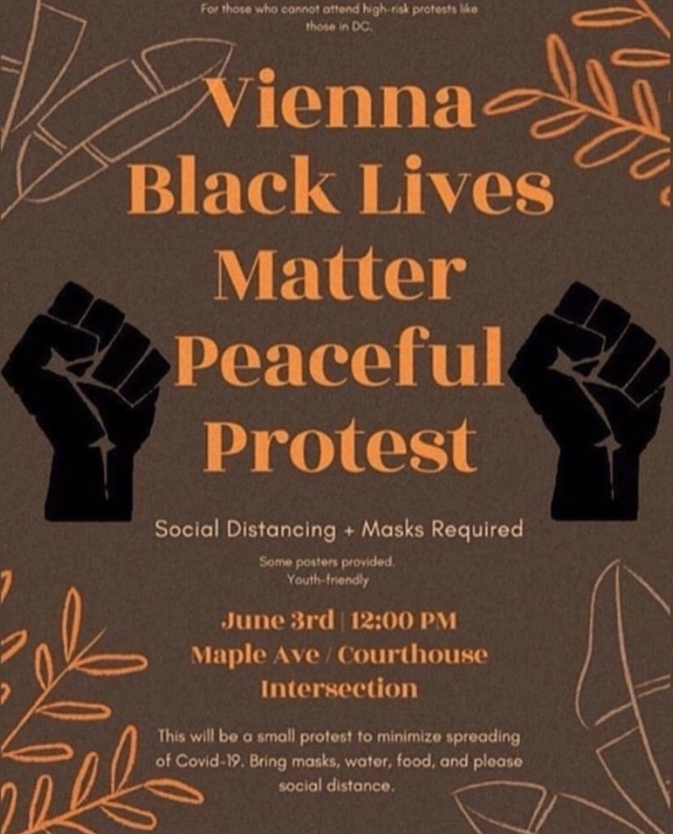 dcteensaction's tweet photo. #NoVA:
Vigil in Alexandria 6/2 at 6pm
Vigil in Fairfax 6/2 at 6pm
Protest in Vienna 6/3 at 12pm
Protest in Fairfax 6/6 at 2pm
Protest in Fairfax 6/7 at 2pm
#JusticeForGeorgeFloyd
#BLM #BLMVA #BLMNoVA https://t.co/9bePYt7jIz