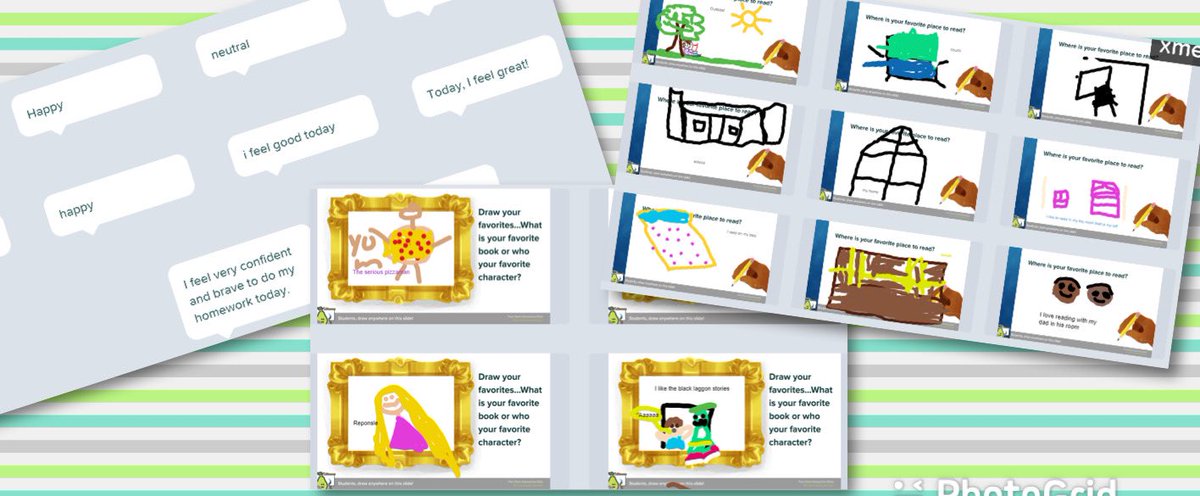 <a href="/D60Lib/">Stephanie Walker</a> &amp; I were inspired by <a href="/shannonmmiller/">Shannon McClintock Miller</a> librarian templates on <a href="/PearDeck/">Pear Deck Learning</a> to pop into <a href="/MrsMarkowski/">Katie Markowski</a> zoom for a read aloud and fun checkin with 2nd graders! It was so easy to use both platforms and engage the kids #d60learns