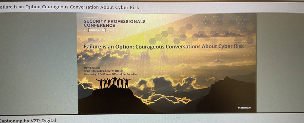 csgreggUST's tweet image. Virtual Educause SPC 2020 is on.  Great presentations so far.  I am not going to lie... it’s hard to get into conference mode with everything going on right now and the fact that I am sitting in my home office instead of a hotel meeting room with my awesome peers. #Security20