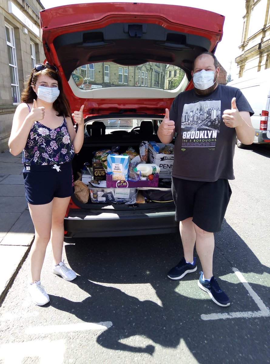 Focus4Hope's tweet photo. Lots of parcels delivered thanks to @skytv N6-08 engineers. 
Thank you to @Morrisons and @foodrevival for all their wonderful donations. With a trip to Tesco Superstore we’re now stocked up 😊
#CalderdaleCommunityResponse
Supported by @CalderdaleFound &amp; @RastrickMillion 💙 https://t.co/BBoJQpXsVg