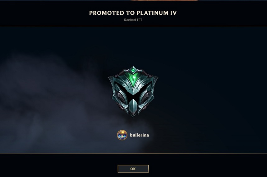 Made it fam!!! 💪
Next stop DIAMOND! 😂
#MyLifeHasPeaked #TFT #LeagueOfLegends