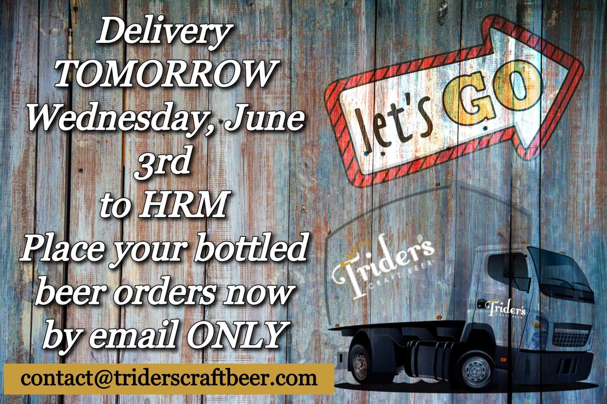TridersBeer's tweet photo. Tomorrow we are doing beer deliveries to Halifax! Please place your orders by email to contact@triderscraftbeer.com ASAP!
#halifax #halifaxns #nscraftbeer #craftbeerns #beerdelivery #freedelivery #free #craftbeer #nsbeer #tcb #triders #triderscraftbeer #tridersbeer https://t.co/iQLA8GnDoE