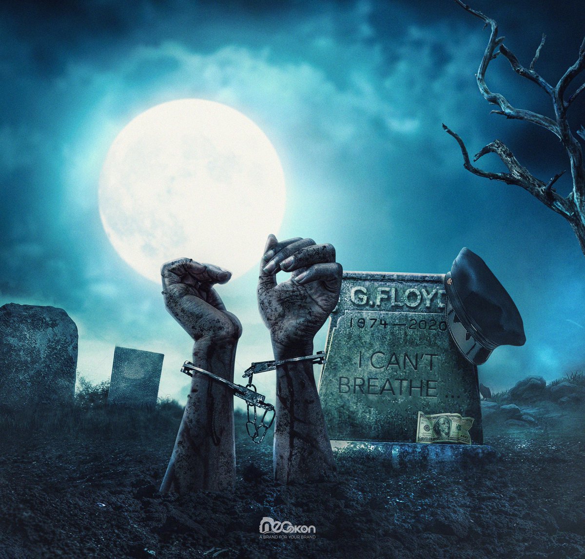 itzneookon's tweet photo. THIS DESIGN WAS CREATED WITH PAINS😭😭😭
God created us as SPECIES not RACES. 

... I CAN'T BREATHE, PLEASE.
Last words from a Gentle Giant, George Floyd.

Software: photoshopcc2019

 #georgefloyd #blacklivesmatter #blackouttuesday https://t.co/lo8oLMfdgq