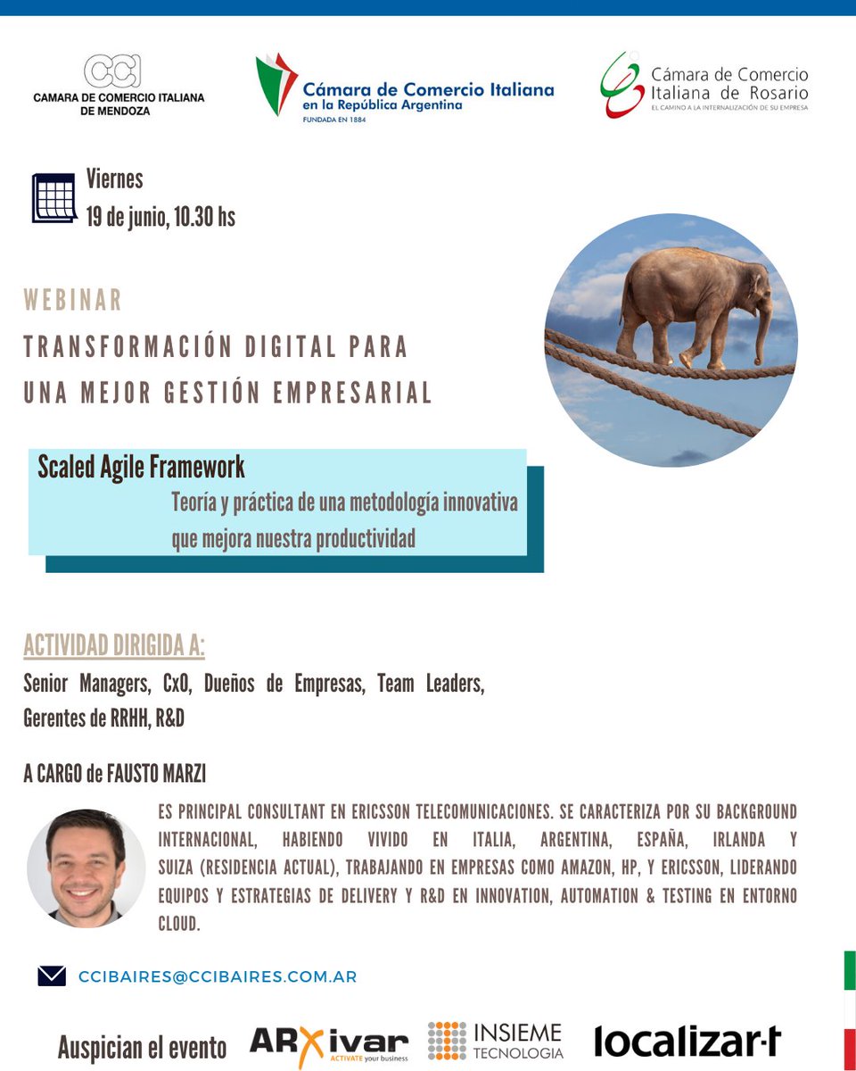 camcomitaliana's tweet image. Te invitamos al próximo webinar
 &quot;Transformación Digital para una mejor gestión empresarial - Scaled Agile Framework - 19/6, 10.30 hs&quot; bit.ly/3gNMZWY
#DigitalTransformation 
@MARIAPRESS