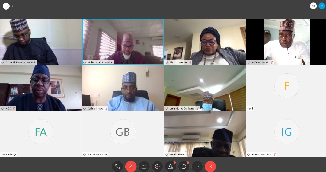 FMCIDENigeria's tweet photo. New: The Honourable Minister of Communications and Digital Economy, @DrIsaPantami presides over the Monthly Meeting with the CEOs of Parastatals under the supervision of the ministry, alongside the Ministry's Permanent Secretary, which was conducted virtually. 

#DigitalNigeria https://t.co/LuSq6FxlRI