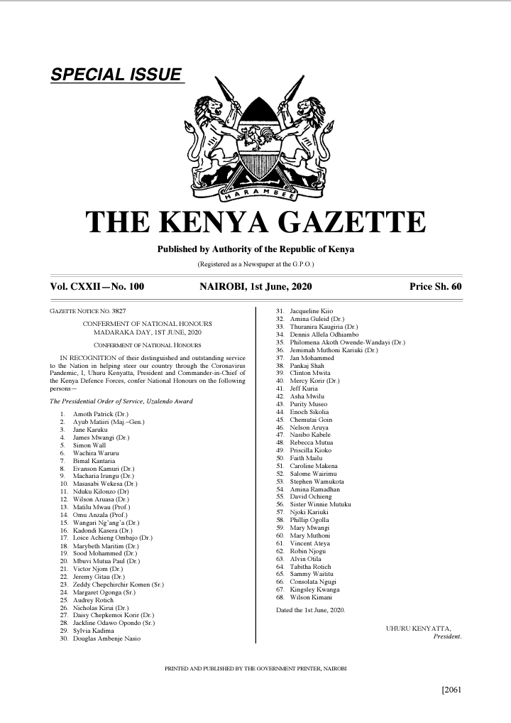 $BSE GM External Affairs for Base Titanium <a href="/swallsy/">Simon Wall</a> has been awarded a national honor by the Government of #Kenya for his work on behalf of <a href="/BaseTitanium/">Base Titanium</a> to support our local communities battle #COVID19. Great work team.