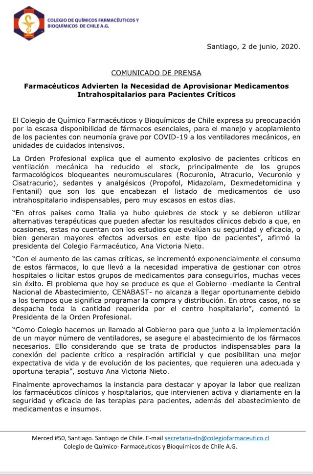 DarlicMilka's tweet photo. Aprovisionamiento de fármacos esenciales: además de la relevancia de los equipos de salud preparados, de la cama crítica y del ventilador mecánico, los fármacos son esenciales para el manejo y recuperación de nuestros pacientes. @anietob_ana, @ColegioQFyBQ, @izkia, @DIFARCLI https://t.co/vg2Zpl6hHa
