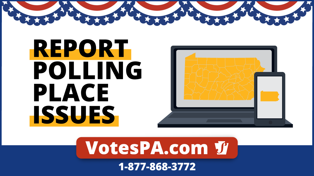Polls close at 8 pm. You can vote if you’re in line by 8 pm. Report polling place issues to your county election office:

💻 Online - votesPA.com/county
📞 Call - 1-877-868-3772
⚠️ File a complaint -www.pavoterservices.pa.gov/Pages/ReportElectionComplaints.aspx

#PAPrimary