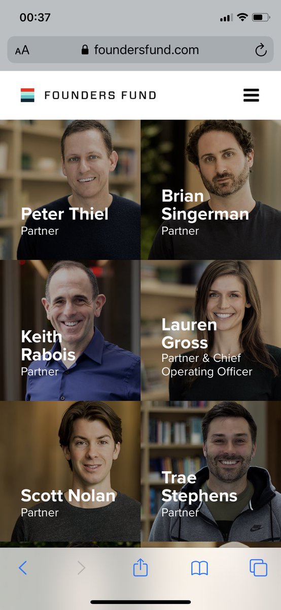  Founders Fund (Peter Thiel & co):   https://foundersfund.com/our_team/ 