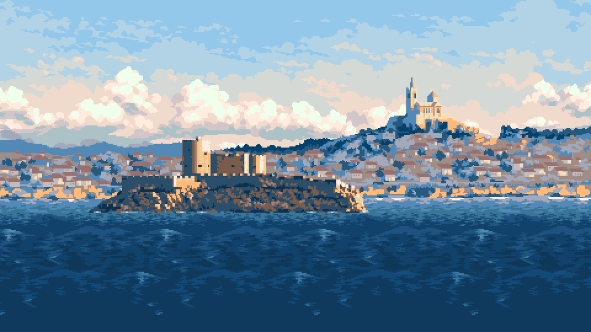 h3xmode's tweet image. Here is another parallaxing background scene, commission for @t_lloret #pixelart #indiedev #ship