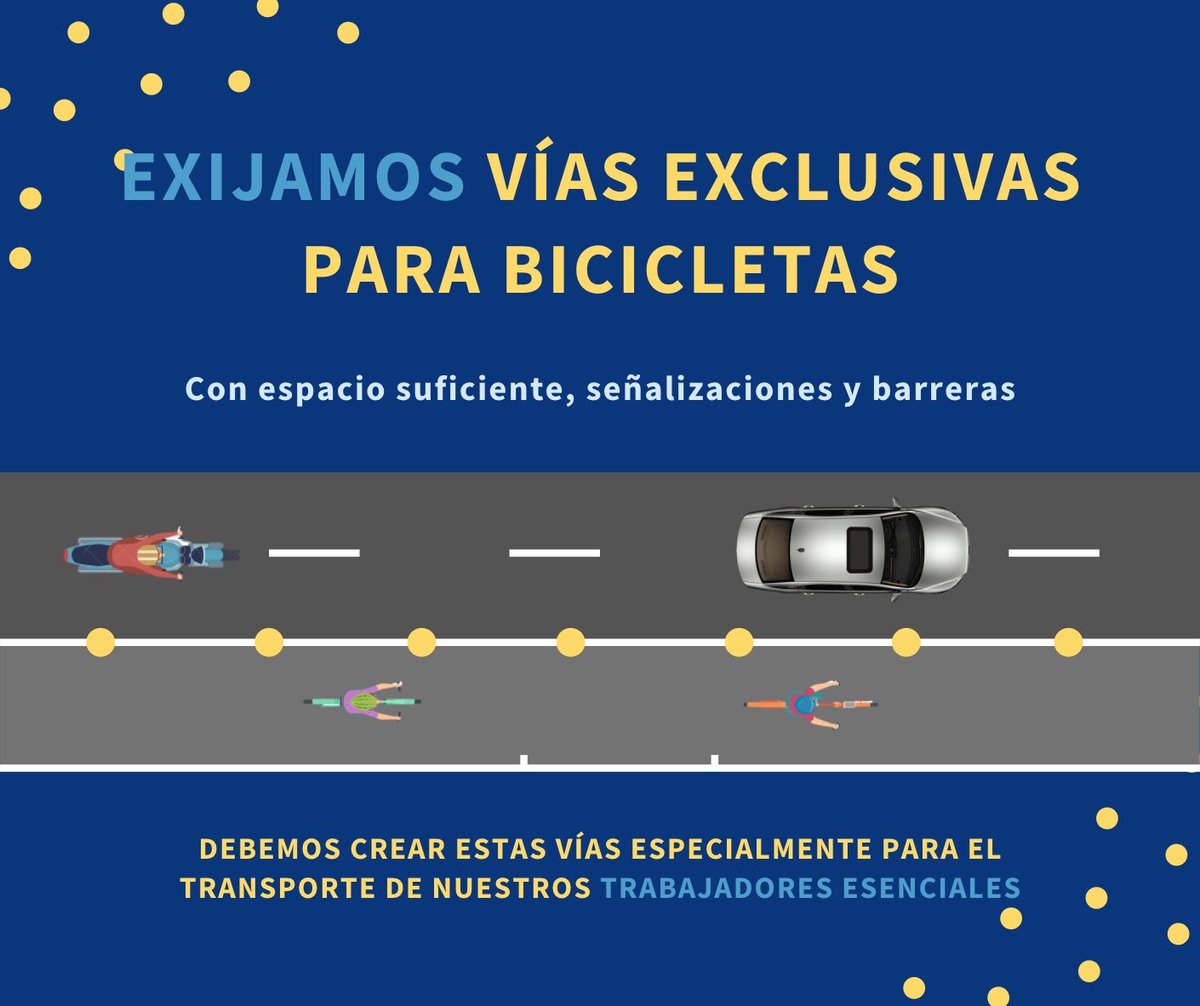 MdmVial's tweet photo. Exijamos que, de las calles anchas y de varios carriles, se tome espacio para los trabajadores, ciclistas y peatones, para que puedan estar seguros mientras mantienen suficiente distanciamiento físico de los demás. https://t.co/tadrsJ3Nkv