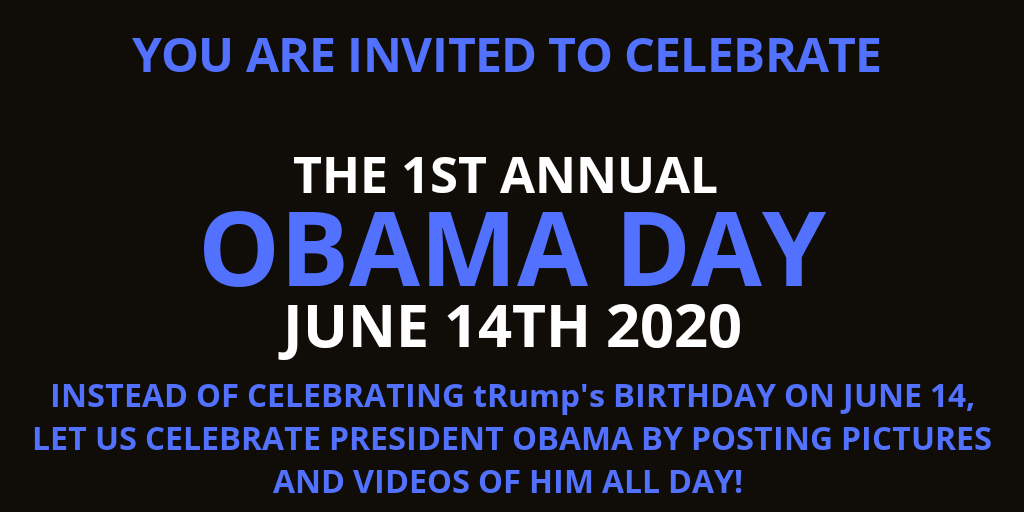 <a href="/FLOTUS/">First Lady Melania Trump</a> #ObamaDayJune14th 
Share and retweet!