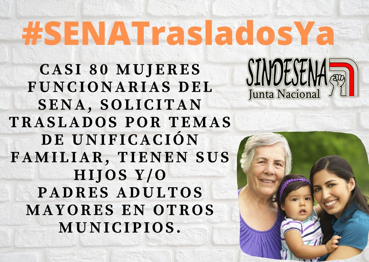 sindesenacol's tweet photo. La burocracia no puede primar cuando la Salud del funcionario y la de su familia está en Riesgo #SENATrasladosYa https://t.co/5XK1wOpE7D