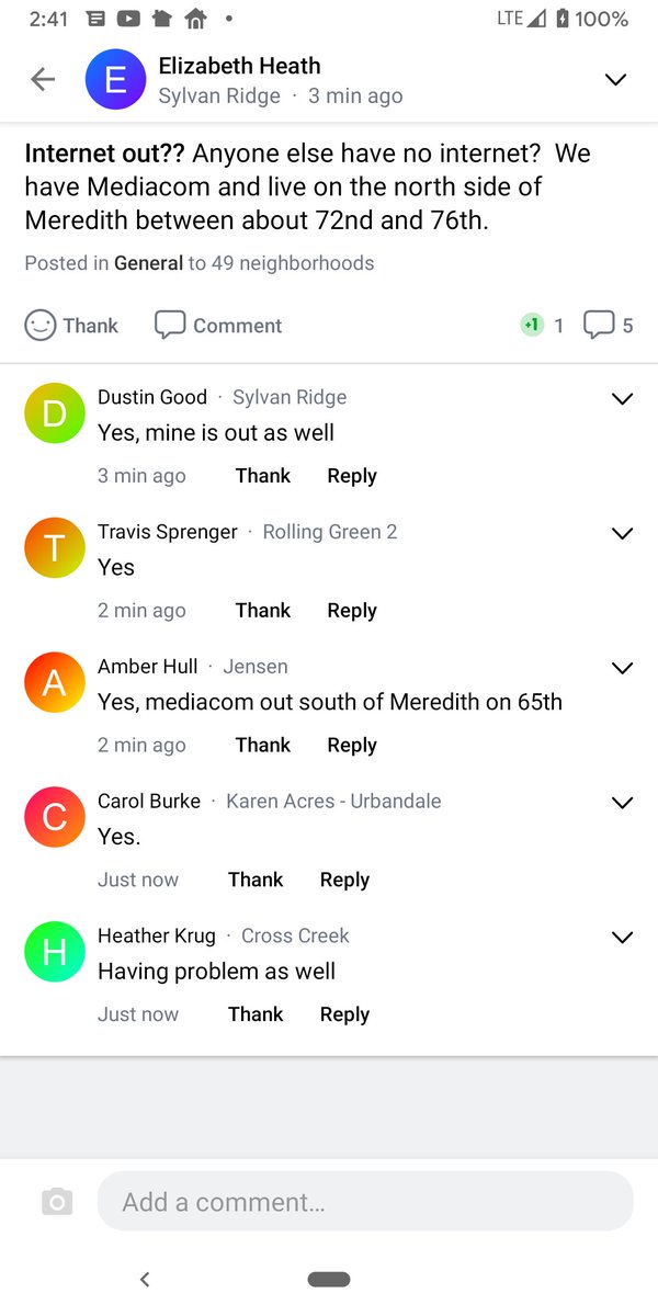 Hey <a href="/MediacomCable/">Mediacom Cable</a> , bug internet outage in Urbandale...