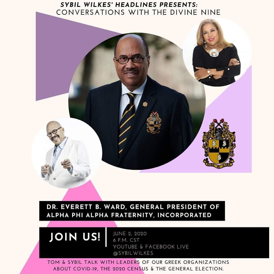 Join me tonight at 7pm EST on FB Live or YouTube as I talk to @sybilwilkes about D9 and current issues including COVID-19, police brutality, and black fraternities' efforts to get 1M Black men to the polls in Nov. <a href="/apa1906NETwork/">Alpha Phi Alpha Fraternity, Inc. ®</a> #AlphaAdvocacyInAction #AlphaPhAlphaFraternity