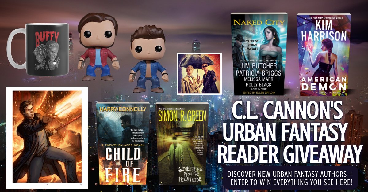 CLCannonAuthor's tweet image. 💫#UrbanFantasy fans, buckle up! This #giveaway is for you! Enter: bit.ly/urbanfantasyrg💫

#Win #AmericanDemon, #ChildOfFire, #SomethingFromTheNightside, #NakedCity,+a #GoodOmens magnet, a #DresdenFiles wall poster, a #BuffyTheVampireSlayer coffee mug, &amp;amp; #Supernatural #Funkos!