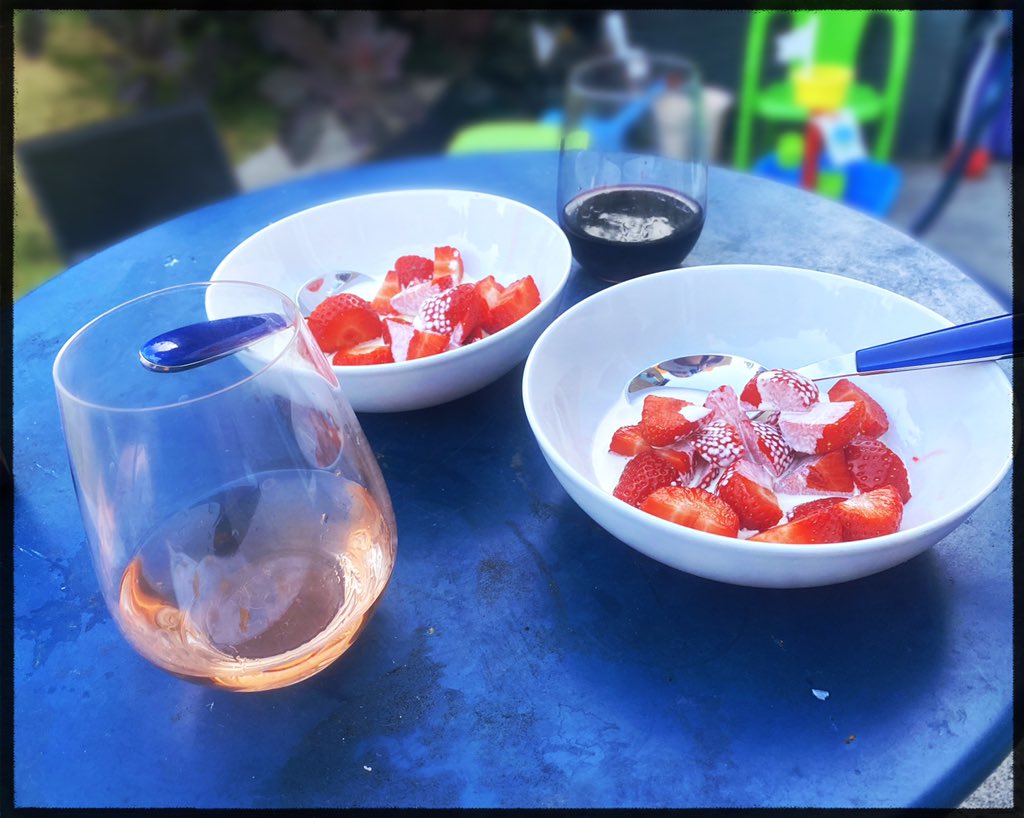 There may not be any Wimbledon this year but I can still enjoy strawberries and cream with a glass of rosé on sunny evening!