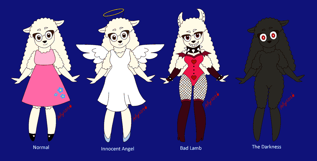 KroonAllyson's tweet photo. My new current design of my Sheep Demon OC Maybelle aka Cream. She died in the 1970s, acts very sweet, shy and innocent, and works for Valentino as one of his pornstars.

#HazbinHotel #Hazbin_Hotel #HazbinHotelOC #Valentino #Maybelle #sheepdemon #sheep #demon #ocs #outfits https://t.co/cBlnuTWHzE