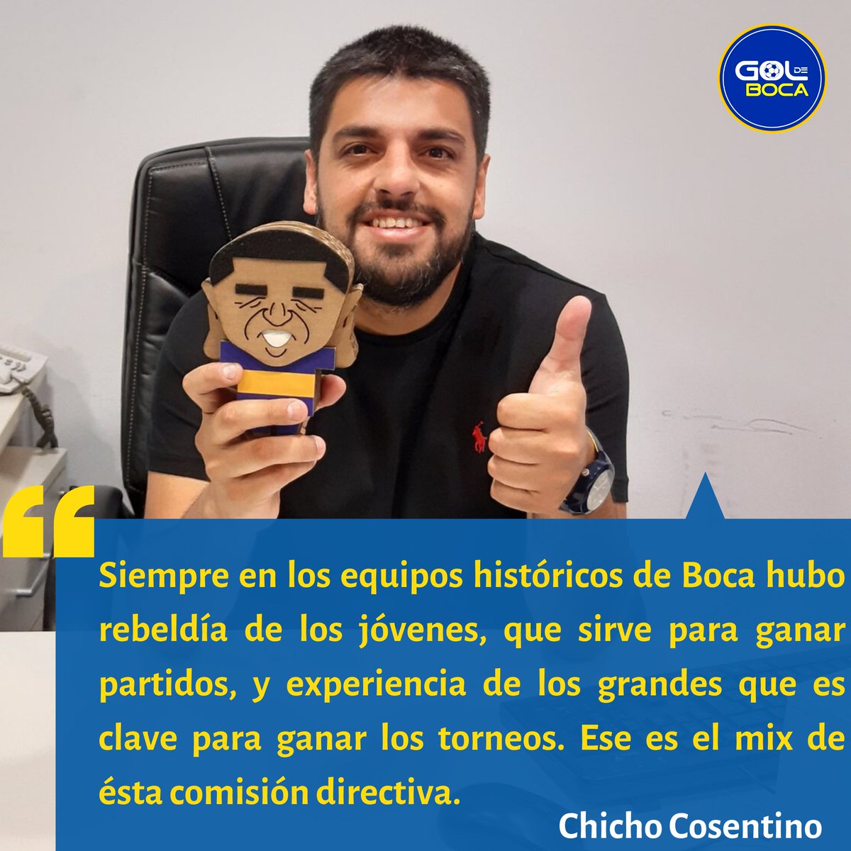 GoldeBocaOk's tweet photo. PRESIDENTE DE SOCIOS Y SOCIAS

Charlamos con @ChichoCosentino y nos contó de sus primeras veces en #LaBombonera, el traspaso de hincha a dirigente, el día a día en su nuevo rol, los nuevos proyectos de #Boca y su lugar en la sur baja.

Dirigentes hinchas de Boca capítulo 94.756💙 https://t.co/Ziybe05BPF
